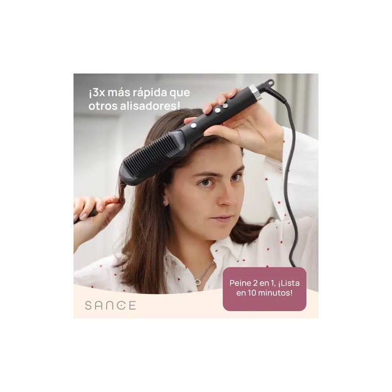 Cepillo Alaciador Electrico Sance Peine Alisador Profesional Rosa 2