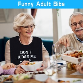 MatFirsmo Funny Adult Bibs for Elderly Women Men, Washable Waterproof Adult Bibs for Eating with Crumb Catcher Dining Clothing Protectors for Adult Senior Special Needs