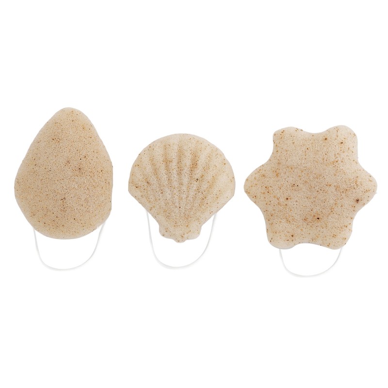 3pcs Walnut Powder Exfoliating Facial Sponge Soft Skin Cleansing Konjac