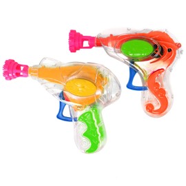 com-four® 2x soap bubble gun made of plastic, each with 20 ml soap bubble water, transparent soap bubble machine for children and adults (02 pieces - Mix2)