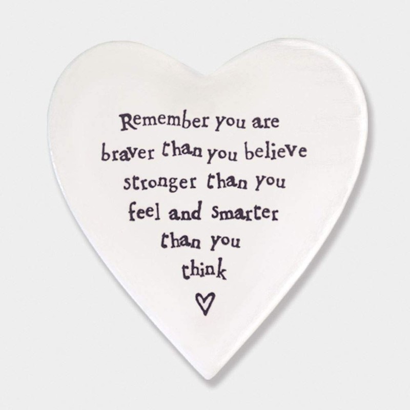 East of India Heart Coaster 'Remember you are braver than