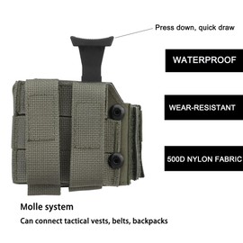 Universal Tactical Pistol Holster – Right-Handed Adjustable MOLLE Nylon Handgun Holster with Quick-Release, Fits Belt, Vest, or Backpack for Airsoft, Hunting & Shooting (RG)