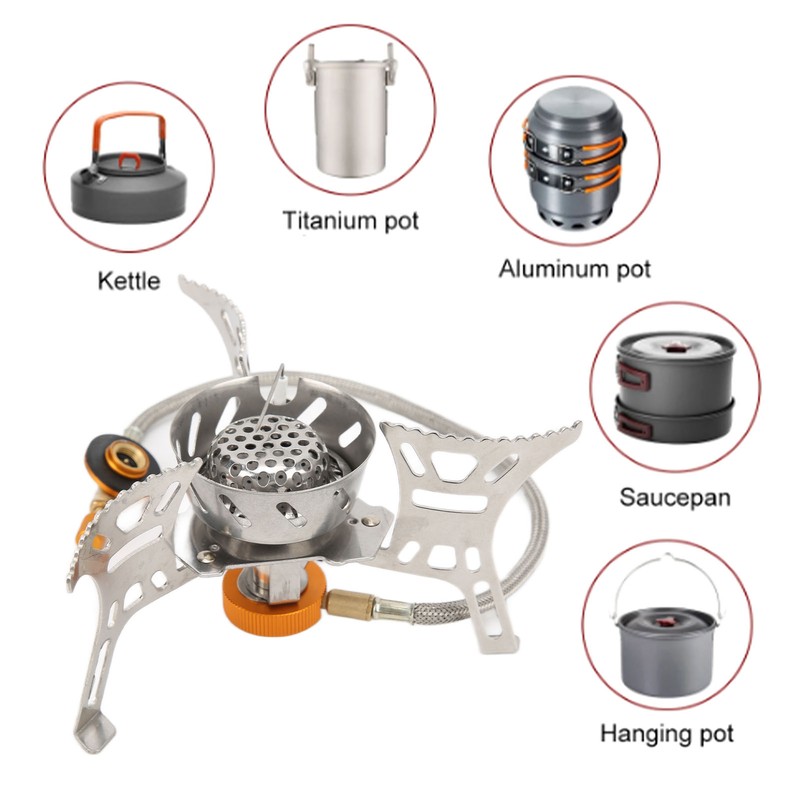 Backpacking Stove Windproof Nonslip Strong Durable Convenient Adjustable Camping Gas