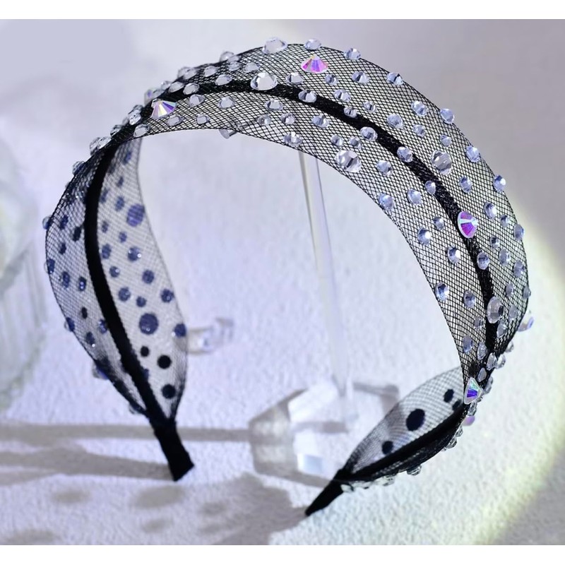 J's select Women's Party Dance Headband, Hair Accessory, Black, Rhinestone