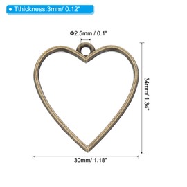 PATIKIL Open Bezels for Resin, 60 Pcs Alloy Heart Shape Open Back Frame Pendants DIY for Necklace, Bracelet, Earring Making and Crafting, White