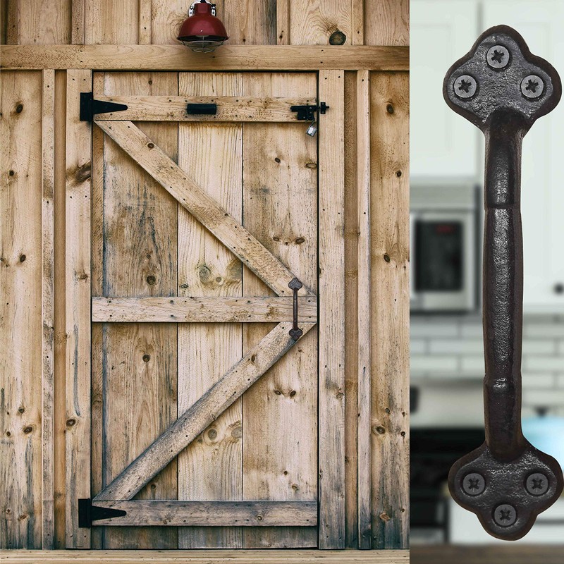 WEBI Rustic Gate Handle:9 Inch Cast Iron Sliding Barn Door