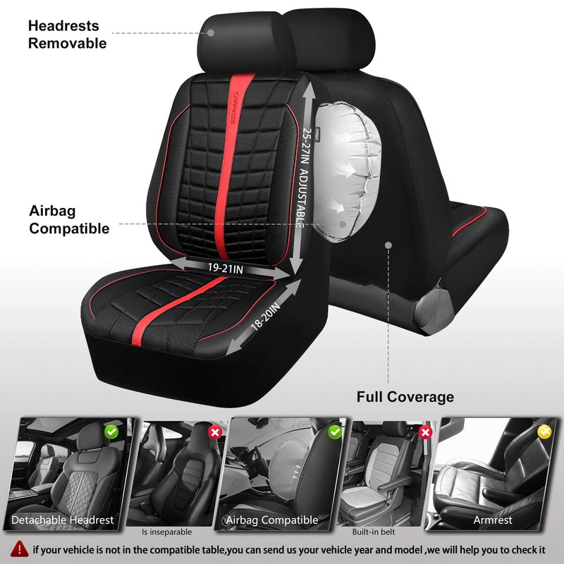 CAR PASS 3D Air Mesh Seat Covers for Car, Leather