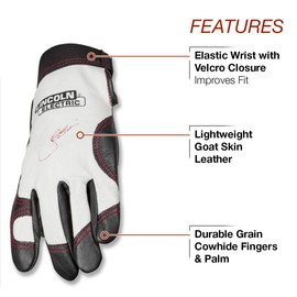 Lincoln Electric Women's Full Grain Leather Work Gloves | Padded Palm | Women's XS | K3231-XS