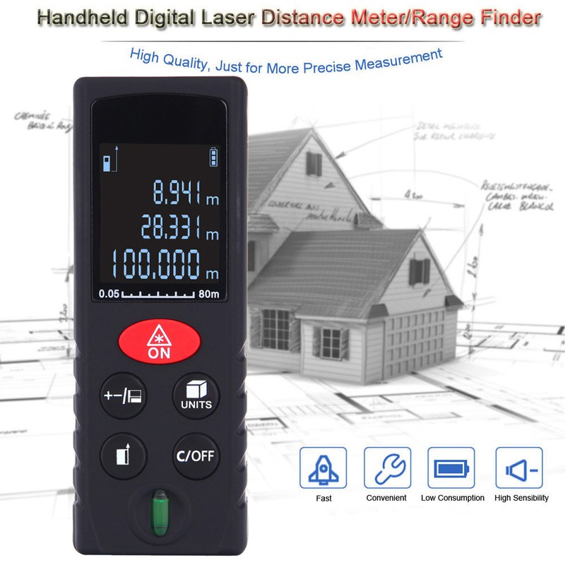 80m/262ft Mini Handheld Digital Laser Distance Meter High Precision Range