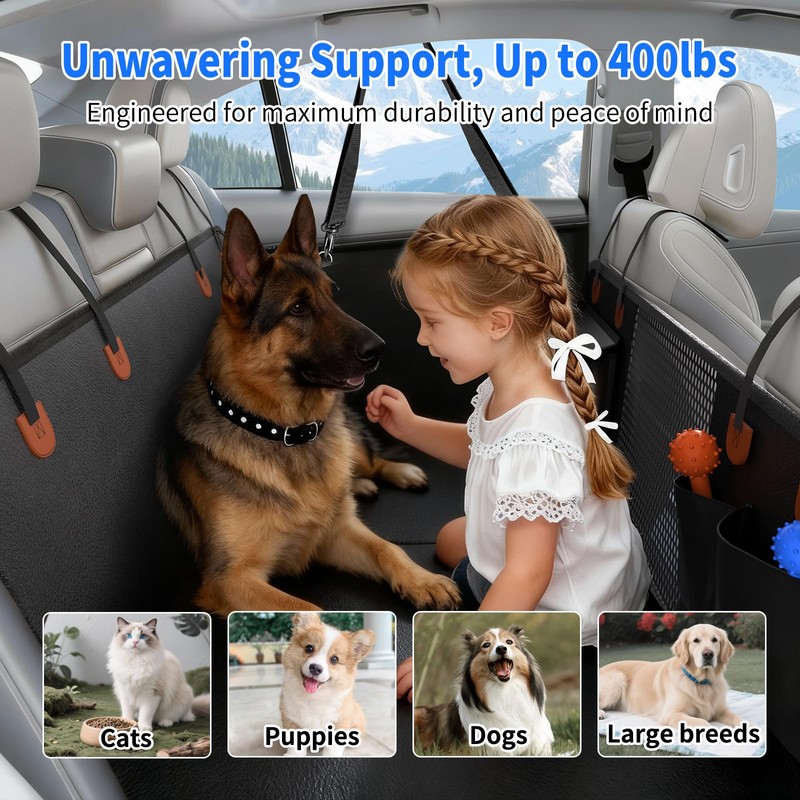 Back Seat Extender for Dogs, Heavy-Duty Hard Bottom Backseat Cover,