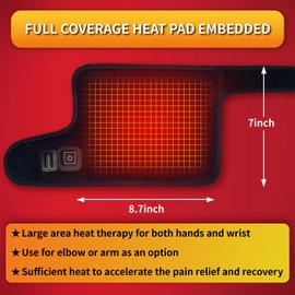 ELEKHEAL Hand & Wrist Heating Pad Wraps, Auto Shut Off Therapy Electric Heated Brace for Carpal Tunnel Syndrome, Arthritis, Tendonitis, Joint Pain Soreness(Small)