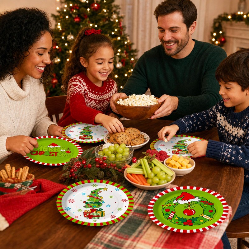 48 Pcs Christmas Elf Paper Plates 9 Inch Disposable Plates