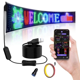 SUBORAWOS LED Lightning Bulletin Board, Flexible Folding Car Sign, LED Sign Board, Multi-Language Display, USB Color Sign, Scroll Message Board, Panel Car Sign Display, Bluetooth App Control,