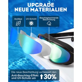 Victoper Occhialini da nuoto 2 pezzi, occhialini da nuoto uomo e donna con clip nasale, anti-perdita/nebbia, protezione UV, panoramica 180°, fascia regolabile, per adulti e ragazzi