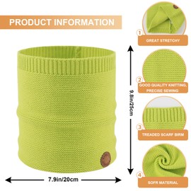 Winter Knitted Baby Scarf Cotton Boys Girls Neck Warmer Toddler Kids Solid Neck Scarves(Lime)