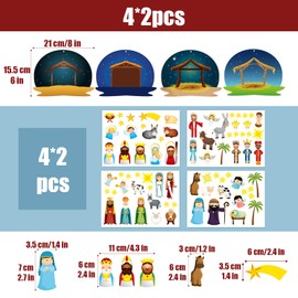 COLOFALLA 8 Sets Nativity Set for Children Kids Nativity Set Craft Nativity Scene Stickers DIY Christmas Crafts for Kids