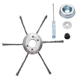 9 Inch Universal Weed Eater Wire Brush Head,Universal Steel Wire Weed Eater Blade for 25.4mm Hole Petrol Weed Eater，Heavy Duty Steel Trimmer Head for Lawn, Pavement, Brick & Gravel(with 4 accessories）