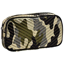 iscream Camo Chevron Quilted Metallic 8.5" x 4.5" Zippered Cosmetic Bag