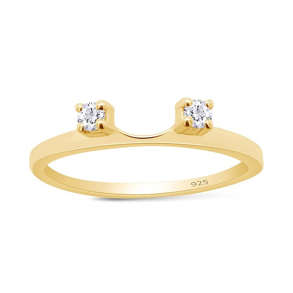 AFFY 0.12 Carat Round White Cubic Zirconia Two Stone Enhancer