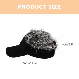 BESPORTBLE Men's Novelty Visor Cap Outdoor Wig Sun Hat Adjustable Funny Hair Cap Fake Hair Hat Visor with Hair for Party Outdoor Sport (Adult/Black)