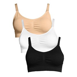Lamaze Intimates 3 Pack Womens Seamless Maternity Nursing Bra Skin/Black/White Small