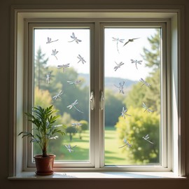 33 pieces anti-collision prism window stickers for bird strikes, prevent glass collisions, stop birds flying in windows, dragonfly-shaped