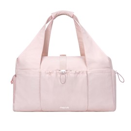 MOSISO Gym Bag for Women, Travel Duffle Weekender Overnight Workout Carry on Small Tote Sport Gym Duffle Bag with Shoe Compartment&Wet Pocket&Drawstring Pocket for Fitness, Yoga, Weekend, Pink