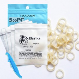 Orthodontic Elastic 500 bandas de goma dentales (medianas, 3.5 onzas, 1/8, ardilla), bandas de goma ortodóntica Teckolign, paquete de 500, suministros de ortodoncia, ideal para rastas, trenzas, brecha