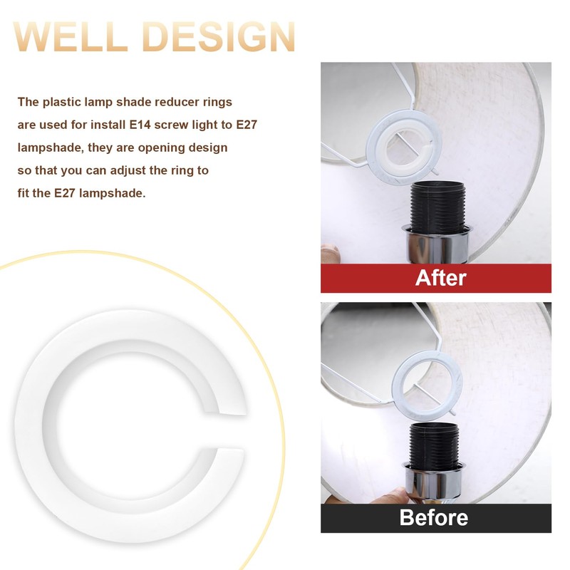 2 Pack E27 to E14 Lampshade Reducer Ring Lamp Shade