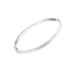 Tuscany Silver Ladies Bangle Rectangular Tube Slim Plain Polished 4mm, Silver, No Gemstone