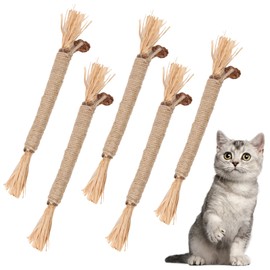 Cat Dental Care Toy, Pack of 5 Chew Toys Cat Catnip Sticks for Cats Chewing Woods Silvervine Sticks Silvervine Stick Chew Sticks for Cats for Cats to Play Bite Chewing
