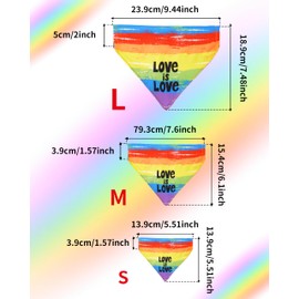PET SHOW 4 Pack Pride Month Dog Bandanas Slide on Collars Reversible Triangle Scarf for Small Medium Dogs Rainbow Bibs Slip Through Collar Attachments for Boy Girl Pet Grooming Accessories, L