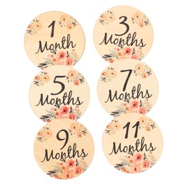 Hohopeti 6 Pcs Milestone Card Baby Monthly Card Monthly Photo Card Baby Milestone Discs Baby Announcement Card Commemorative Baby Card Photo Props Baby Sign Wood Journey Commemorate Newborn