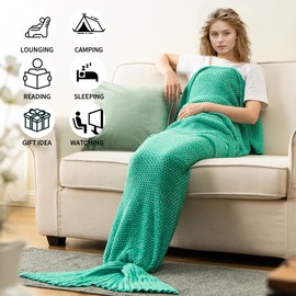 Bunnikins & Clover Mermaid Tail Blanket, Kids Mermaid Blanket Crochet Mermaid Sleeping Bag Mermaid Gift for Girls, 28"x56"
