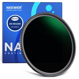 NEEWER 67mm ND Filter ND1000 10 Stops Neutral Density Filter Multi Layer Nano Coated/HD Optical Glass/Water Repellent/Scratch Resistant/Ultra Slim Black Matte Aluminum Alloy Frame for Long Exposure