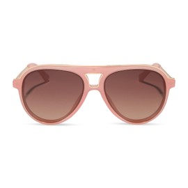 DIFF Tosca III Oversized Designer Aviator Sunglasses for Women UV400, Peach + Brown Gradient