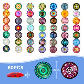 Pack of 50 Muggle Stones 25 mm Glass Stones Mixed Colour Colourful Stones Muggle Stones Colourful Flatback Glass Stones Decoration for DIY Craft Jewellery Making Pendant Cufflinks