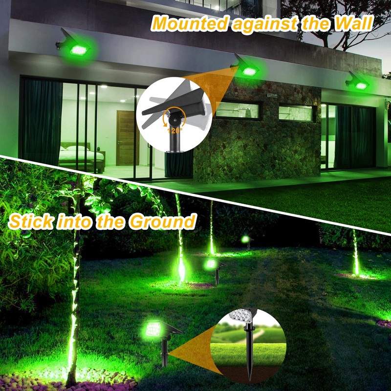 T-SUNUS Solar Lights Outdoor Green 20 LEDs Solar Spot Lights