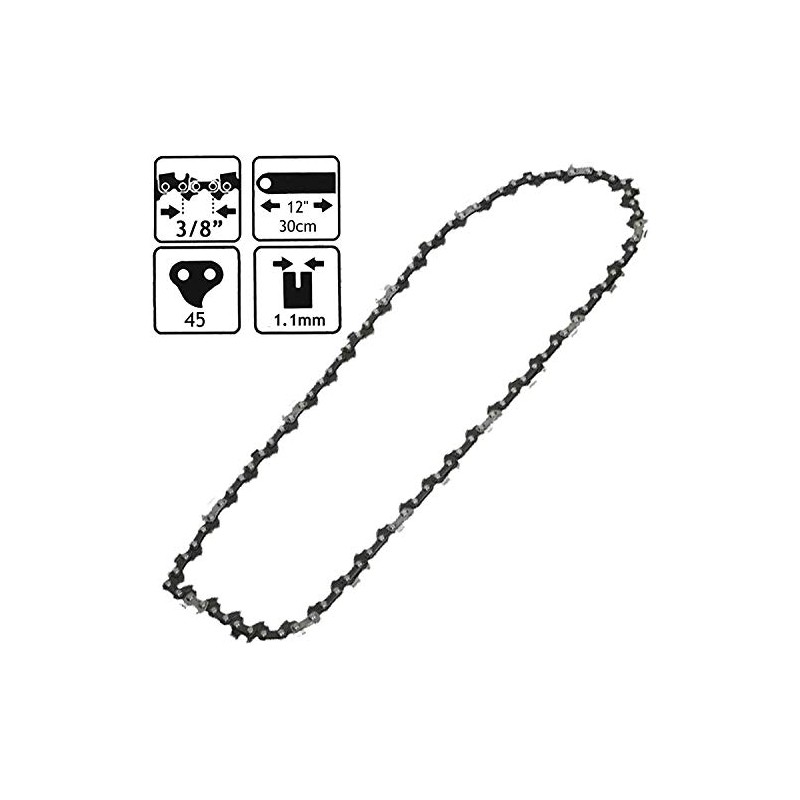SPARES2GO Chainsaw Chain 45 Drive Link 30cm 12" Compatible with