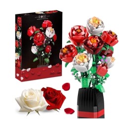 JIESTAR Bigearn Botanical Garden Rose Flower Bouquet  Building Brick Toy Set MOC