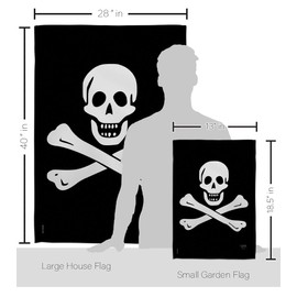 Breeze Decor Black Sam Kit Coastal Pirate Ship Skull Treasure Map Carribean Jolly Blackbeard Jack Decoration Banner Small Yard Gift Double-Sided, House & Garden Flags Set w/Flagpole, Made in USA