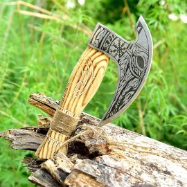 Handmade Axe Custom Handmade High Carbon Steel Tomahawk , Hatchet , Axe , Viking Pizza Cutter