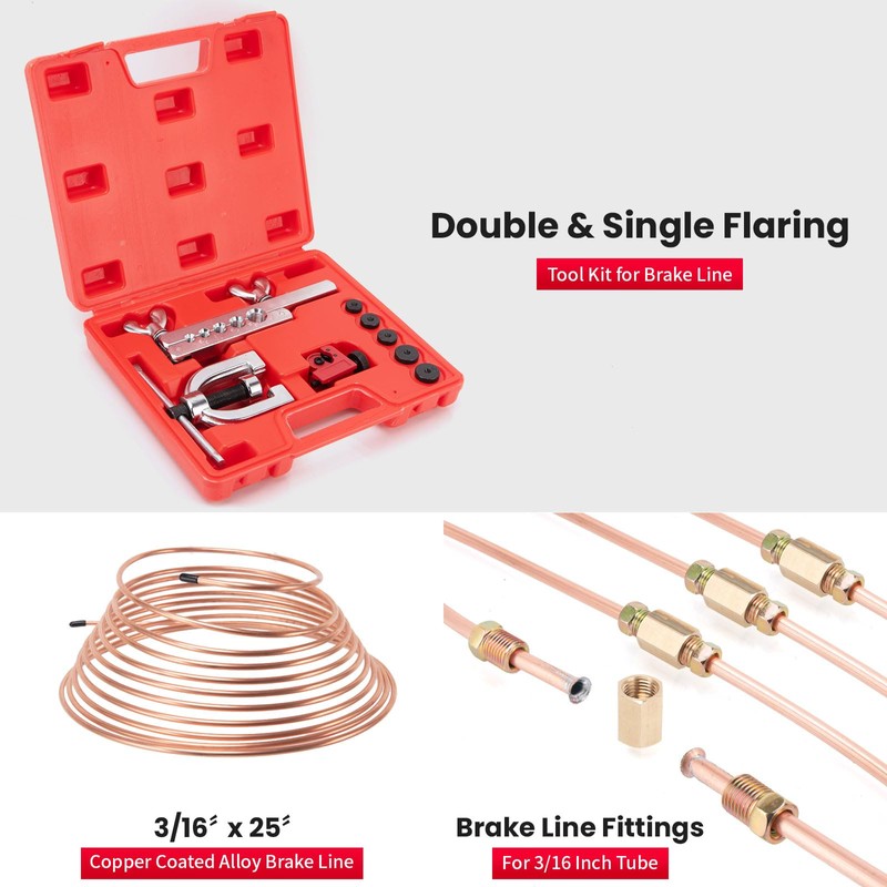3/16" Brake Line Kit,25 ft 3/16 Copper Coated Brake Line