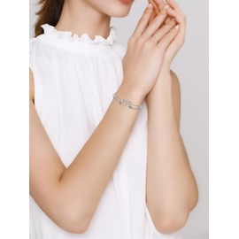 Wildari Infinity Abalone Bracelet 925 Sterling Silver Double Strand Heart Abalone Bracelet Birthday Jewelry Gift for Wife Women Mother,Chain Length 7"+2" Extend