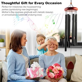 32Inch Large Aluminum Wind Chime Creates A Zen Atmosphere Suitable for Outdoor, Garden, and Courtyard Decoration. Classic Black Wind Chime, Suitable As A Gift for Both Men and Women (Black)