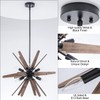 VANZARLA 6-Light Sputnik Pendant Light Black, Wood Chandelier for Dining