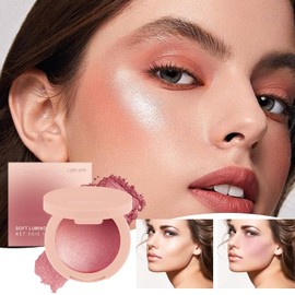 Rubor en Polvo,Polvo de Rubor Rosa para Maquillaje Maquillaje Altamente Pigmentado con Efecto Luminoso, Producto de Belleza de Larga Duración para Todo Tipo de Piel y Contorno Definido