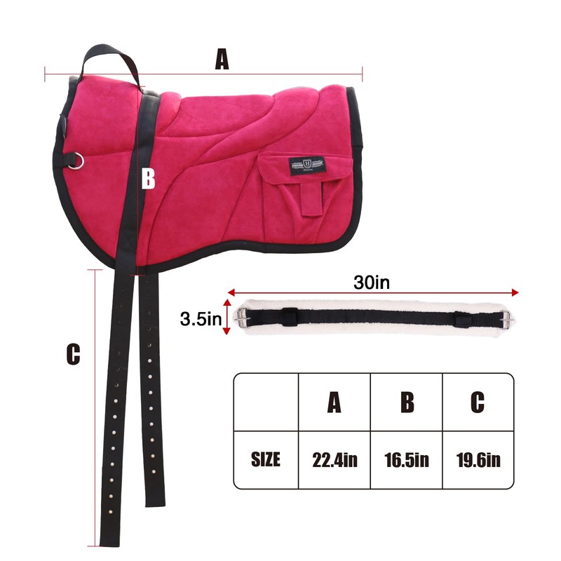 Harrison Howard Ergonomically Designed Correct Bareback Pad with Side Pockets