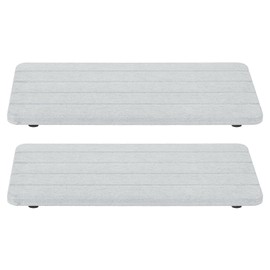 QUARKZMAN Water Absorbent Diatomite Coasters, Pack of 2 8.66 x 4.33 inches - Water Absorption Tray with Grooves for Plants and Cosmetic Bottles, Soap Dish (Grey)