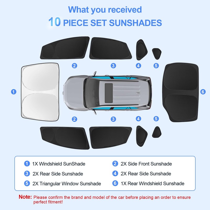 10pcs Car Window Shades for Toyota Prius Hatchback 2010-2015 (Not